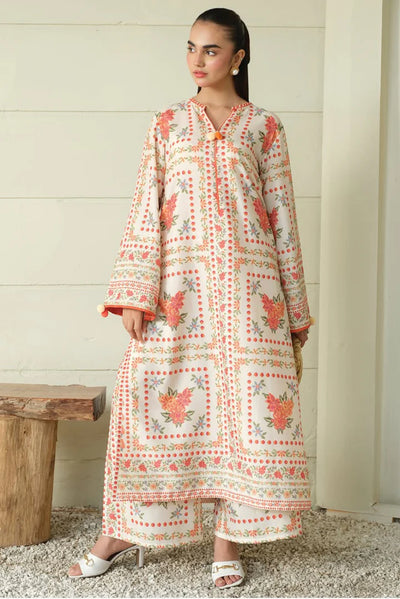 2PC Printed Indian Raw Silk Suit | DA-052